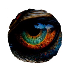 Eye Bird Feathers Vibrant Standard 15  Premium Flano Round Cushions by Hannah976