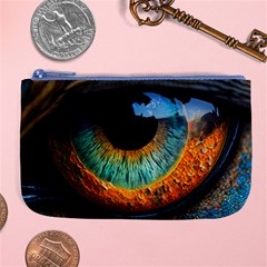 Eye Bird Feathers Vibrant Large Coin Purse by Hannah976