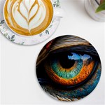 Eye Bird Feathers Vibrant UV Print Round Tile Coaster Front