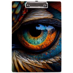 Eye Bird Feathers Vibrant A4 Acrylic Clipboard by Hannah976