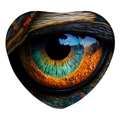 Eye Bird Feathers Vibrant Heart Glass Fridge Magnet (4 Pack) by Hannah976