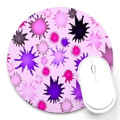 Inks Drops Black Paint Design Round Mousepad by Hannah976