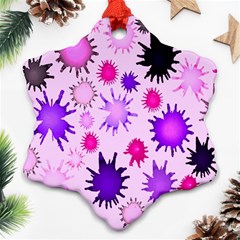 Inks Drops Black Paint Design Snowflake Ornament (two Sides)