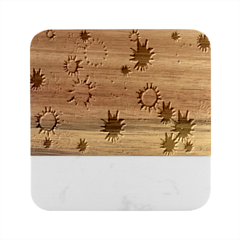 Inks Drops Black Paint Design Marble Wood Coaster (square)