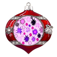 Inks Drops Black Paint Design Metal Snowflake And Bell Red Ornament