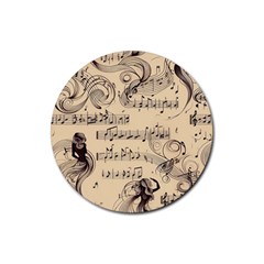 Musical Swirls Ladies Rubber Round Coaster (4 Pack) by RiverRootz