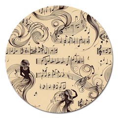 Musical Swirls Ladies Magnet 5  (round) by RiverRootz