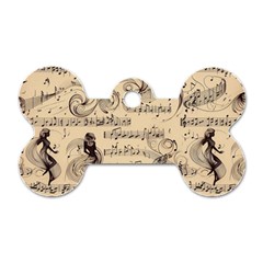 Musical Swirls Ladies Dog Tag Bone (two Sides) by RiverRootz