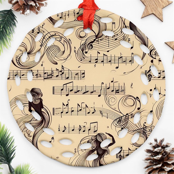 Musical Swirls Ladies Ornament (Round Filigree)