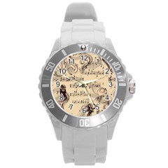 Musical Swirls Ladies Round Plastic Sport Watch (l) by RiverRootz