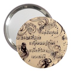 Musical Swirls Ladies 3  Handbag Mirrors by RiverRootz