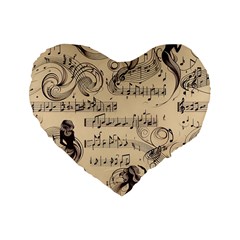 Musical Swirls Ladies Standard 16  Premium Heart Shape Cushions by RiverRootz