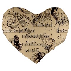 Musical Swirls Ladies Large 19  Premium Heart Shape Cushions by RiverRootz