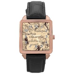 Musical Swirls Ladies Rose Gold Leather Watch  by RiverRootz