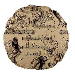 Musical Swirls Ladies Large 18  Premium Flano Round Cushions by RiverRootz