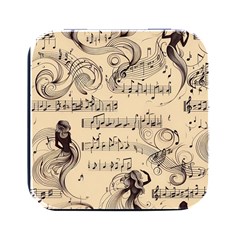 Musical Swirls Ladies Square Metal Box (black) by RiverRootz