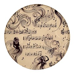 Musical Swirls Ladies Round Glass Fridge Magnet (4 Pack) by RiverRootz