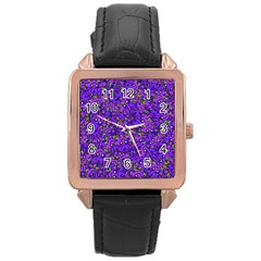 Ugly Funny Monster Bird Illustration Motif Random Pattern Bk Rose Gold Leather Watch 