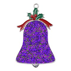 Ugly Funny Monster Bird Illustration Motif Random Pattern Bk Metal Holly Leaf Bell Ornament