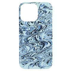 Marbled Blue Iphone 14 Pro Max Black Uv Print Case