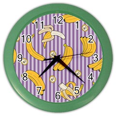 Pattern Bananas Fruit Tropical Seamless Texture Graphics Color Wall Clock by Bedest