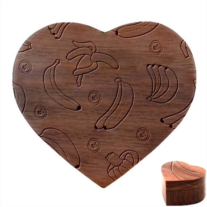 Pattern Bananas Fruit Tropical Seamless Texture Graphics Heart Wood Jewelry Box