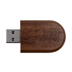 Pattern Bananas Fruit Tropical Seamless Texture Graphics Wood Oval Usb Flash Drive by Bedest