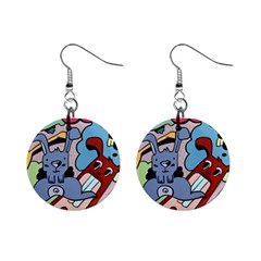 Graffiti Monster Street Theme Mini Button Earrings by Bedest