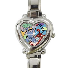 Graffiti Monster Street Theme Heart Italian Charm Watch by Bedest