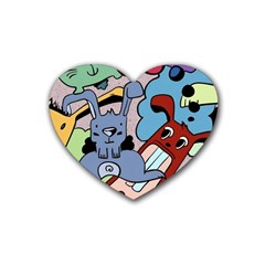 Graffiti Monster Street Theme Rubber Coaster (heart) by Bedest