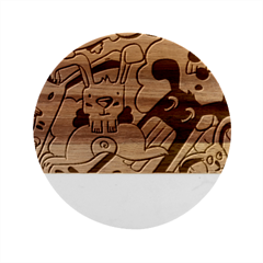 Graffiti Monster Street Theme Marble Wood Coaster (round)