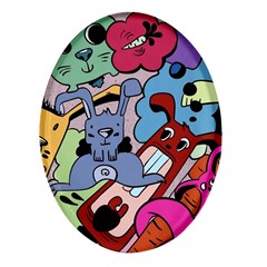 Graffiti Monster Street Theme Oval Glass Fridge Magnet (4 Pack) by Bedest