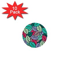 Pattern Leaves Background Nature 1  Mini Buttons (10 Pack)  by Proyonanggan