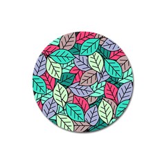 Pattern Leaves Background Nature Magnet 3  (round) by Proyonanggan