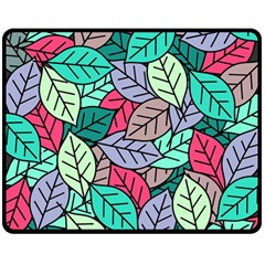 Pattern Leaves Background Nature Two Sides Fleece Blanket (medium) by Proyonanggan