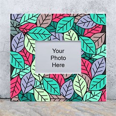 Pattern Leaves Background Nature White Wall Photo Frame 5  X 7  by Proyonanggan