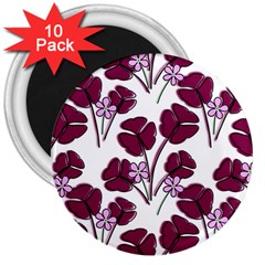 Flowers Pattern Background Nature 3  Magnets (10 pack) 