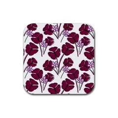 Flowers Pattern Background Nature Rubber Coaster (Square)