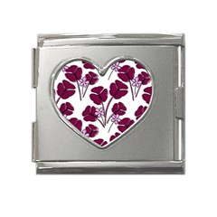 Flowers Pattern Background Nature Mega Link Heart Italian Charm (18mm)