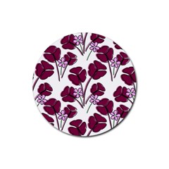 Flowers Pattern Background Nature Rubber Round Coaster (4 pack)