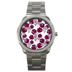 Flowers Pattern Background Nature Sport Metal Watch