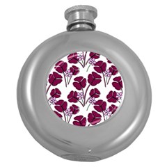 Flowers Pattern Background Nature Round Hip Flask (5 oz)