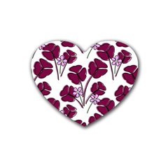 Flowers Pattern Background Nature Rubber Coaster (Heart)