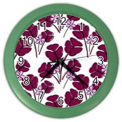 Flowers Pattern Background Nature Color Wall Clock by Proyonanggan