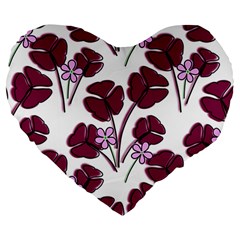 Flowers Pattern Background Nature Large 19  Premium Heart Shape Cushions