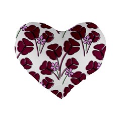 Flowers Pattern Background Nature Standard 16  Premium Flano Heart Shape Cushions