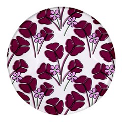 Flowers Pattern Background Nature Round Glass Fridge Magnet (4 pack)