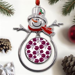 Flowers Pattern Background Nature Metal Snowman Ornament