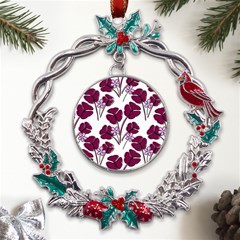 Flowers Pattern Background Nature Metal X mas Wreath Holly leaf Ornament