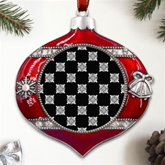 Floral Pattern Repeat Seamless Metal Snowflake And Bell Red Ornament by Proyonanggan